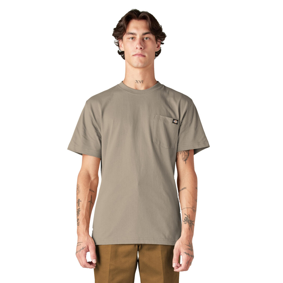 Dickies Mens Heavyweight Crew Neck Short Sleeve Tee Henley Shirt Desert Sand Small Us