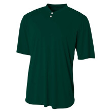 Tek 2-knaps Henley-tr?je til voksne - SORT - S(D0102H7K2SP)