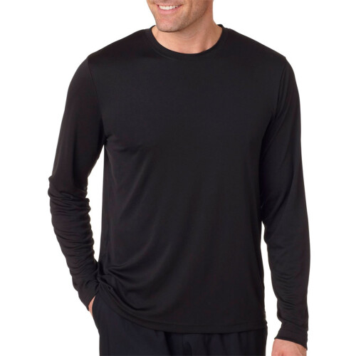 Hanes Cool DRI'Performance Herren Langarm-T-Shirt Schwarz Medium