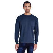 T-shirt a maniche lunghe a maniche lunghe in 100% cotone filato ad anelli da 5,5 once 2XL NAVY