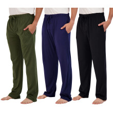 Real Essentials 3er-Pack Baumwoll-Herren-Pyjamahosen, Herren-Lounge-Wear-Schlafhosen, Nachtwsche, Pijamas Para Hombres, Modal-PJ, weicher Jersey