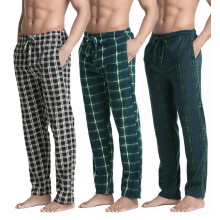 Real Essentials 3er-Pack: Fleece-Karo-Pyjamahosen fr Herren Lounge-Pyjamahosen-Set 1-M