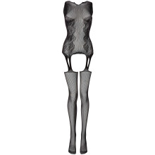 Bodystocking met visnet en kanten jarretelles - Zwart - E?n maat