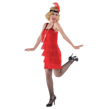 Leadtex Costume da Donna Flapper con Frange degli Anni '20 Costume da Gangster Lady Grande Gatsby Abiti con Fascia per Capelli in Piume Collana d