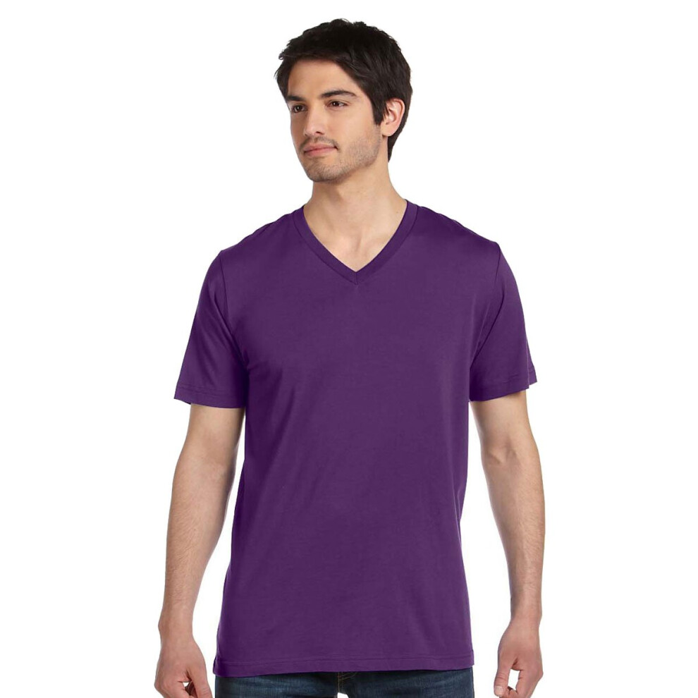 Bella + Canvas Unisex Jersey T-Shirt Met Korte Mouwen En V-Hals Xs Team Paars-image