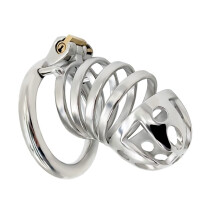 FK Series High Security Male Chastity Device Cock Cage Locking Cock Rings Hollow Type Stainless Steel Sex Toys for Men (XL-FK35)