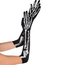 Amscan lange skelethandschoenen voor volwassenen - ?n maat (1 paar) - perfect kostuumaccessoire voor Halloween-cosplay en themafeesten
