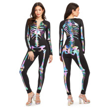 Bedugget nisser figursyet og flatterende skelet-bodysuit til Halloween - Sexet skeletkostume til kvinder - iriserende st?rrelse X-Small