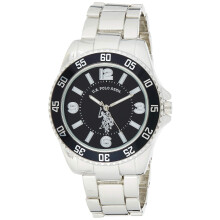 U.S. Polo Assn. Men's Analog Stainless Steel Watch with Black Dial and Rotating Bezel - Sleek Design Adjustable Band and Water-Resistant - Fits Wri