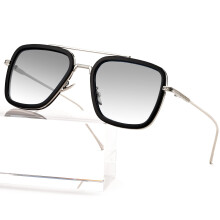 AIEYEZO Tony Stark zonnebril Vintage vierkante metalen frame brillen voor heren dames - Iron Man en Edith zonnebril (Tony Stark dezelfde kleur)