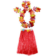JEKANEL 1 set 60cm volwassen Hula gras rok Hawaiiaans feestkostuum Luau dansrokken (rood)
