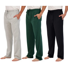 Real Essentials 3er-Pack Baumwoll-Herren-Pyjamahosen, Herren-Lounge-Wear-Schlafhosen, Nachtwsche, Pijamas Para Hombres, Modal-Pj, weicher Jersey