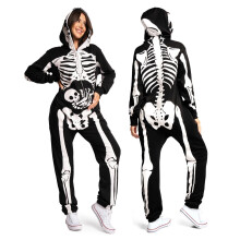 Tipsy Elves Halloween-skeletkostuum voor dames - Comfortabele, eenvoudige onesie-jumpsuit voor volwassenen - Print op voor- en achterkant met masker