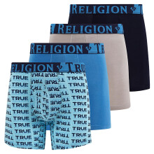 True Religion Calzoncillos tipo bσxer de modal elαstico para hombre, paquete de 4, azul/gris