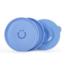 Set di piatti Ubbi con base a ventosa intercambiabile per neonati e bambini piccoli, confezione da 2 Polaris Blue