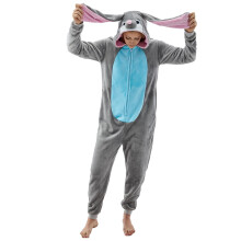 NEWCOSPLAY Pigiama a tutina con coniglio grigio adulto unisex Costume intero da animale Cosplay Sleepwear (Coniglio grigio X-Large)