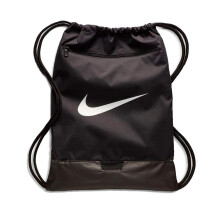 Nike Brasilia Trainings Gymsack, Drawstring Rucksack mit Reißverschlusstasche, Schwarz/Schwarz/Weiß