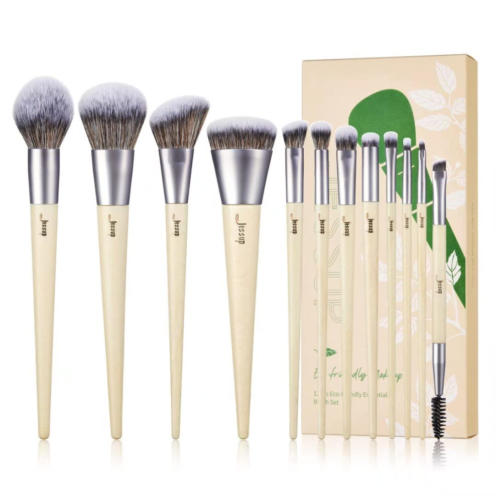 Photos - Makeup Brush / Sponge Vegan Makeup Brushes Set Premium Eco-friendly Synthetic Powder Foundation Highlight Concealer Eyeshadow Blending Eyebrow Lin