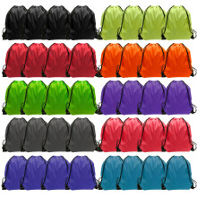 GoodtoU 40 Pack Drawstring Backpacks Bulk - Waterproof Nylon Cinch Bags for School Gym Homeless Care Packages (10 Colors) - Lightweight Reusable Sp