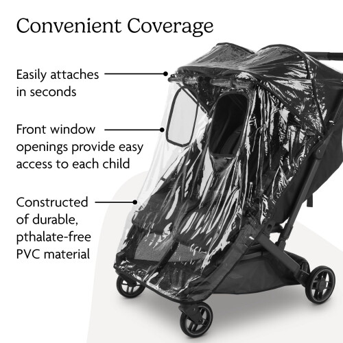 UPPAbaby UPPAbaby Minu Duo Rain Shield - Waterproof and Windproof Coverage - Ventilated Design - Quick Attachment - Easy Access to Children 2