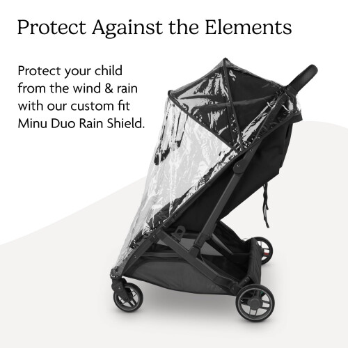 UPPAbaby UPPAbaby Minu Duo Rain Shield - Waterproof and Windproof Coverage - Ventilated Design - Quick Attachment - Easy Access to Children 1