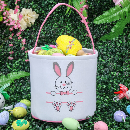 Osterhase Korb Eierbeutel für Kinder, personalisierte Baumwollkorb mit Plüschschwanz 1