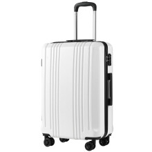 Coolife Valigia per bagagli PC+ABS con lucchetto TSA Spinner Carry on Hardshell Leggero 20 pollici 24 pollici 28 pollici (bianco S(20in_carry on)