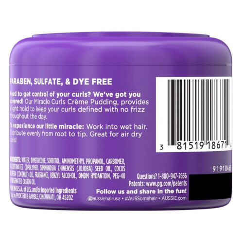Aussie Aussie Miracle Curls Cream Pudding, Paraben Free, 7.6 fl oz 1