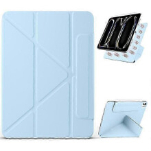 (LightBlue) Compatible For iPad Pro 11 (2024) Case PC + PU Leather Origami Stand Magnetic Tablet Cover