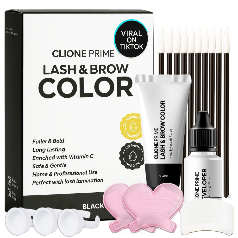 Clione Prime Korean Eye Brow Tint Kit - Eye Lash Tint Kit Brow Color For Eyebrows Lash Tint Black