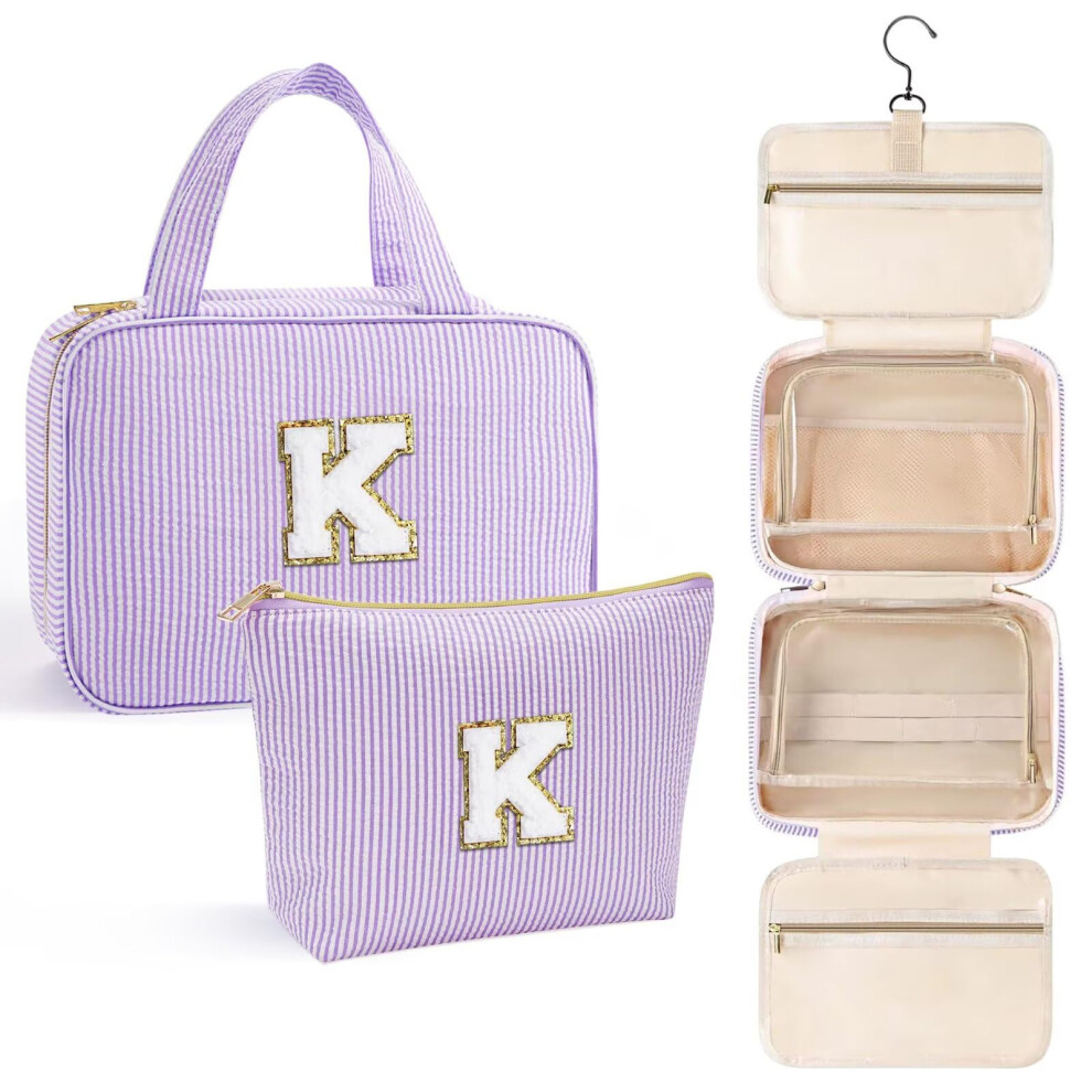 Yoolife Initial Toiletry Bag Travel Makeup Bag For Women - Hanging Toiletry Bag Personalized Birthday Gifts For Women Vacation Airplane Essentials