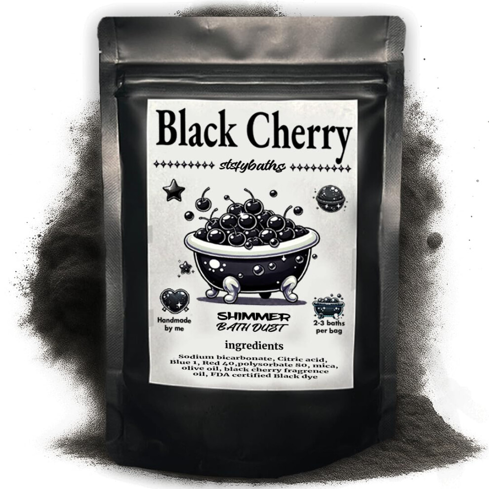 Stsfybaths Black Cherry Shimmer Bath Bomb In A Bag - Handmade Scented Bath Bombs For Women,Kids And Men - Bulk Bathbomb Fizzies Perfect For Boys And Girls All