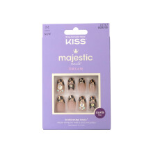 KISS Majestic 30 kpl painaa kynsill keskikokoinen arkku tekokynnet elinprintti kimalteleva ranskalainen krki rusetilla Uudelleenkytettv tikku p