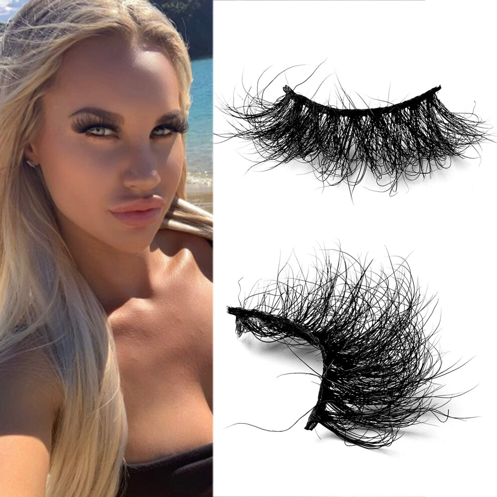 Miuhair Beauty Fluffy Mink Lashes 3D Mink Eyelashes Dramatic Lashes Full Volume Lashes Vieyeve Siberian Mink Lashes Messy Fluffy Mink Lashes False Lashes 25Mm Reusa