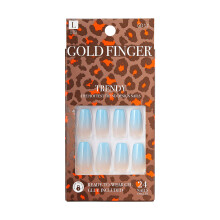 Gold Finger Full Cover Nails Gel Glam Ready to Wear -geelimanikyyri Long Nails -liiman mukana