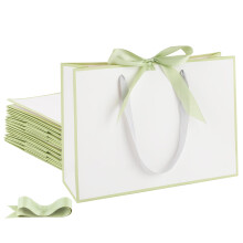 STOBOCTER 25 Pcs Paper Gift Bags with Handles 12.6''x4''x9.1'' Thank You 5 Senses Gift Bags with Bow Ribbon for Wedding Bridesmaid Father's Day Gradu
