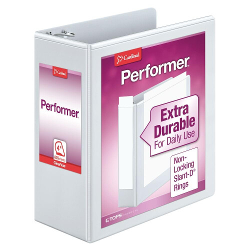 Cardinal 17810 Performer ClearVue Slant-D Ringmap, 4-Inch, 11 x 8 1/2, Wit