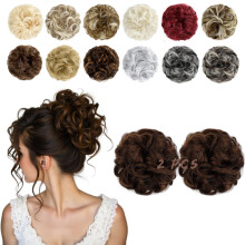 FeidyLong 2 stuks rommelig knot haarstuk golvend krullend haar knot scrunchies extensions synthetische chignon dikke opgestoken haarstukken voor dame