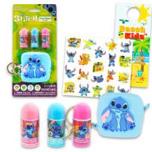 Ensemble de tubes de baume  lvres et pochette pour pices de monnaie Stitch - Bundle avec 3 tubes de baume  lvres de saveurs assorties pour d