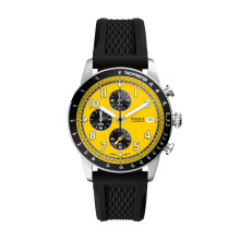 Fossil Montre chronographe Sport Tourer  quartz en acier inoxydable pour homme Couleur : silicone noir (modle : FS6044)