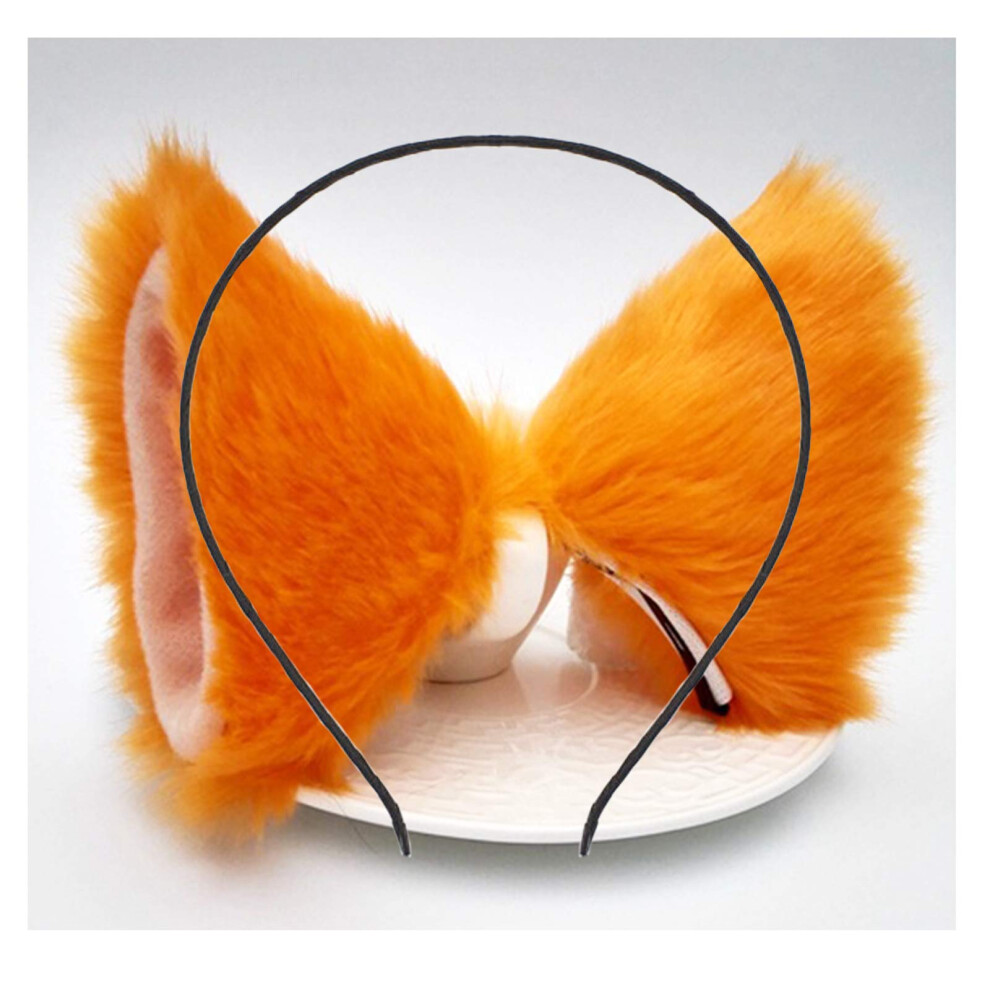 Daljiafa Unisex Cat Ears Headband Hair Clips Fox Ears Hair Bands Barrettes Women Furry Kitty Kitten Cat Headpiece Hairband Hair Hoop Halloween Party Decoration Cospl