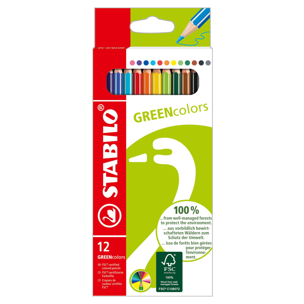 Photos - Pencil STABILO Colouring  -  GREENcolors Wallet of 12 Assorted Colours 6019/2-121 