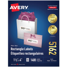Avery Address Postetiketter med Easy Peel fr laser/blckstrleskrivare 1-1/3"""" x 4"""" Vit rektangel 1400 Etiketter Permanent (5162) Tillverkad i