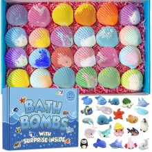 Bath Bombs for Kids with Surprise Marine Animals Inside, 20 Shell Kids Bath Bombs Gift Set, Handmade Bubble Bath Fizzes Bomb for Chrildren Birthday Ch