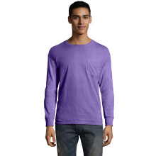 T-shirt a maniche lunghe a maniche lunghe in 100% cotone filato ad anelli da 5,5 once Tasca L LAVANDA