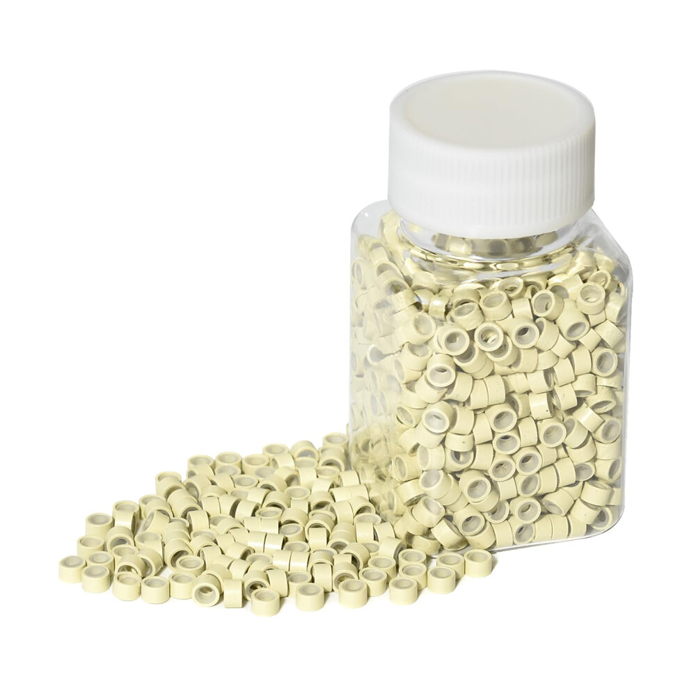 Yantaisiyu Unisex 1000Pcs Silicone Lined Micro Links Rings Beads Hair Feather Extensions 5.0X3.0x3.0 Mm Hair Beads (Blonde)