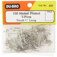 Dubro Products DUB252 1 in. Nickel Plated T-Pins - 100 Piece