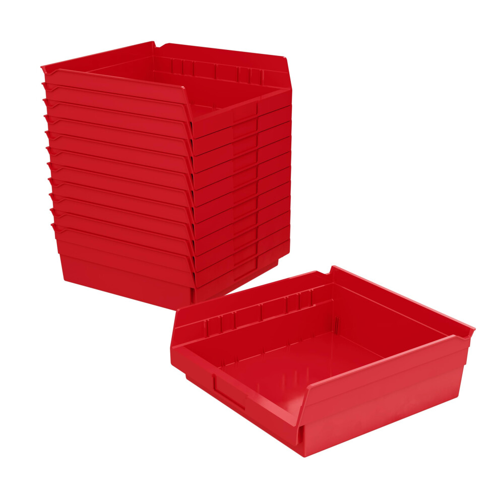 Photos - Other Furniture Akro-Mils 30170 Plastic Nesting Shelf Bin Box Red (12-Pack) 30170RED(12-Inch x 11-Inch x 4-Inch)