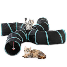 Collapsible Cat Tunnel Tube Puppy Kitten Rabbit Play Toy1pcsblack And Blue)