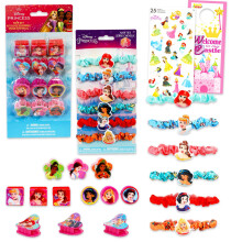 Accessoires pour cheveux Disney Princess pour filles  Lot avec 12 mini pinces  cheveux, 6 lastiques pour queue de cheval et des autocollants p